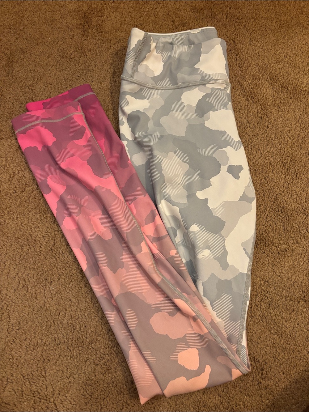 Kids Camo Print Leggings - Pink & Gray